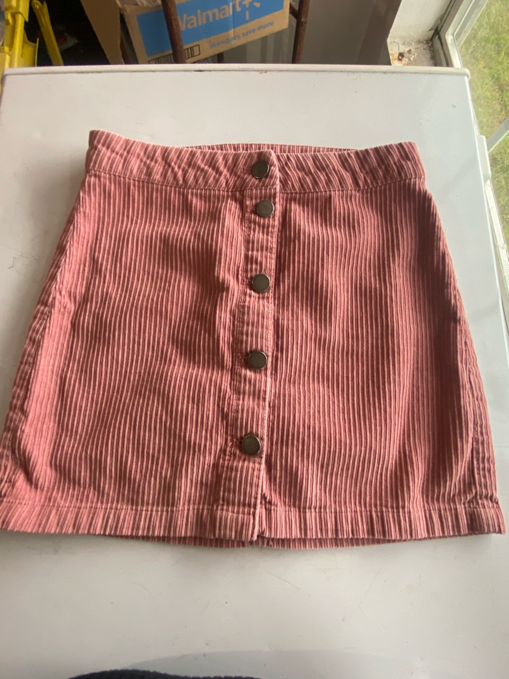 Roxy Ribbed Mini Skirt in Dusty Rose